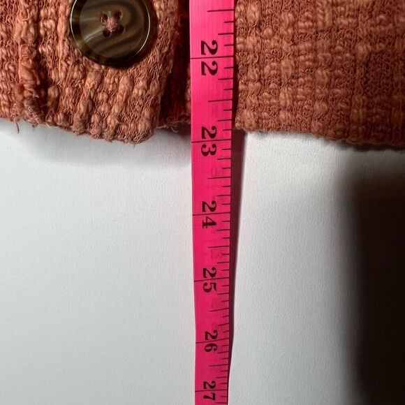 Two by Vince Camuto Peach Pink Vneck Button Up Top Blouse Textured - Picture 7 of 9